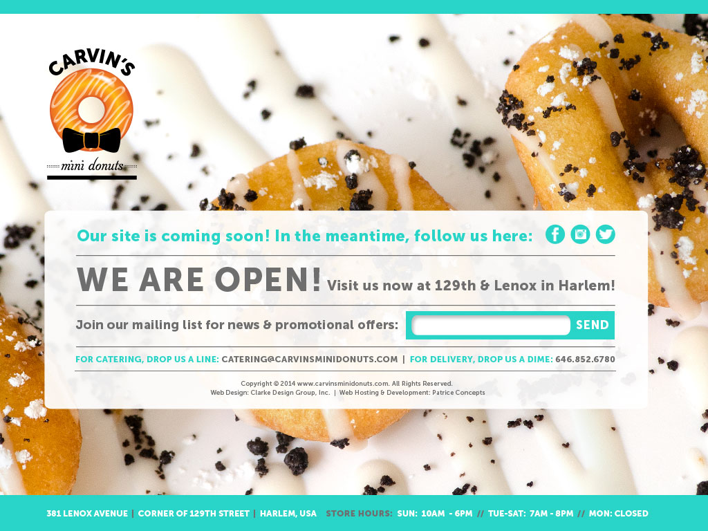 Carvin's Mini Donuts New Website Coming Soon